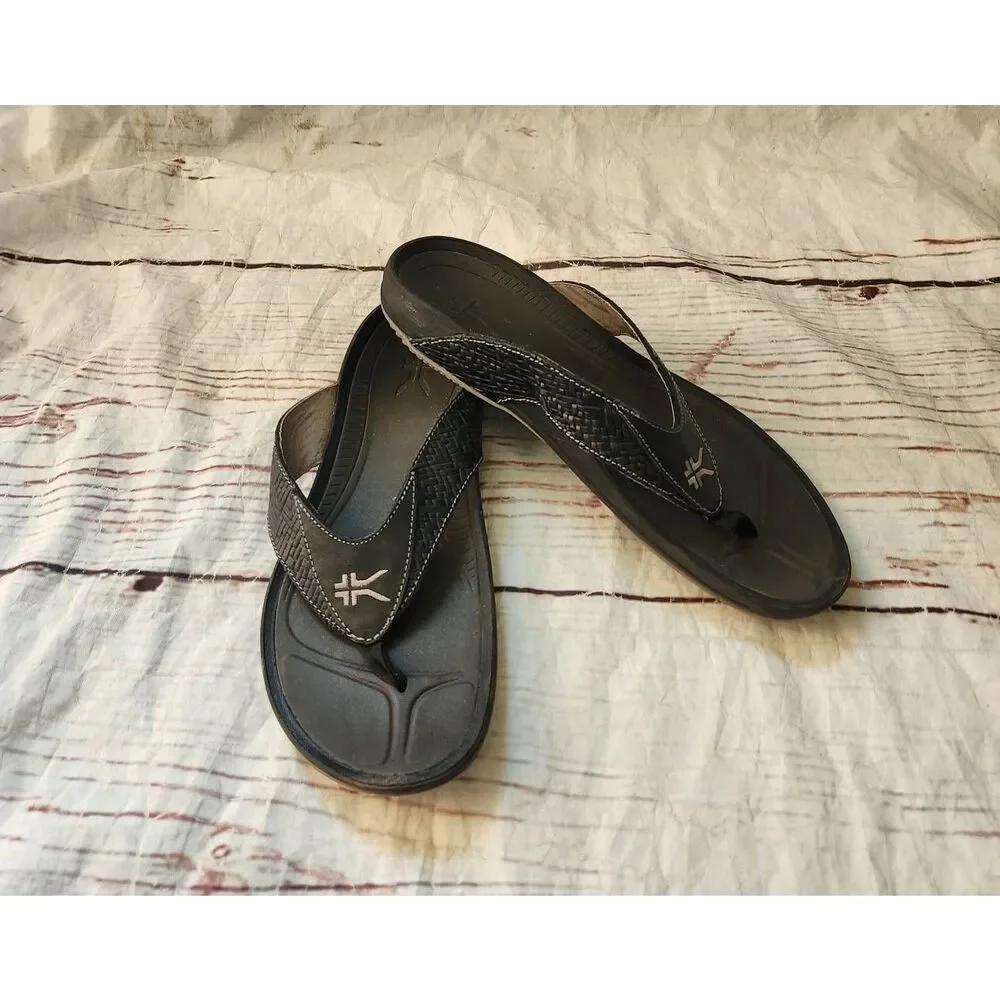 Kuru Kala Orthotic Black Flip Flops Size 12